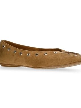 Time and Tru Women's Faux Suede Corset Ballet Flats NWT  Sand